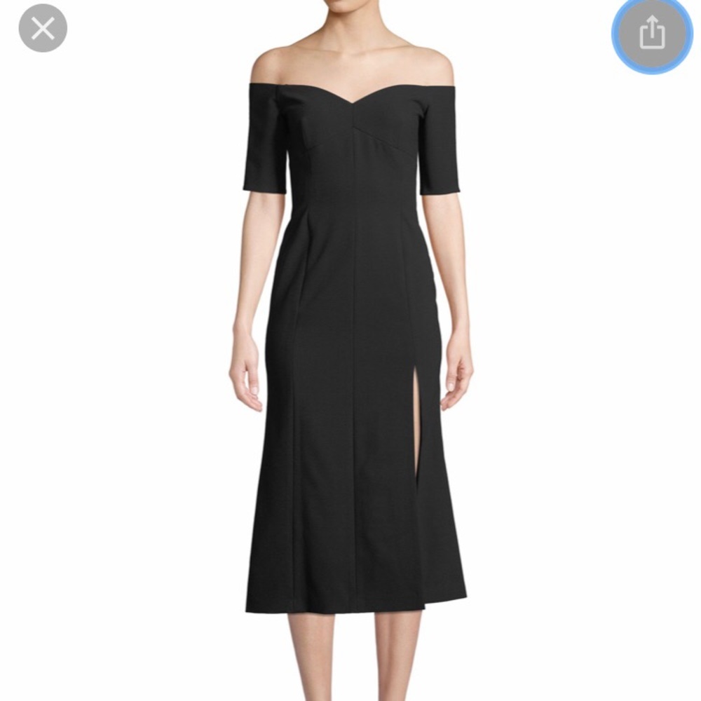 Baby blue Marisol off-the-shoulder midi dress